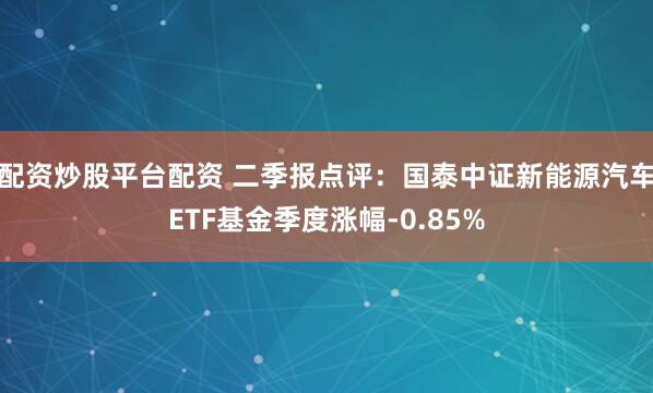 配资炒股平台配资 二季报点评：国泰中证新能源汽车ETF基金季度涨幅-0.85%