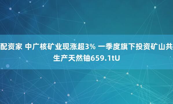 配资家 中广核矿业现涨超3% 一季度旗下投资矿山共生产天然铀659.1tU